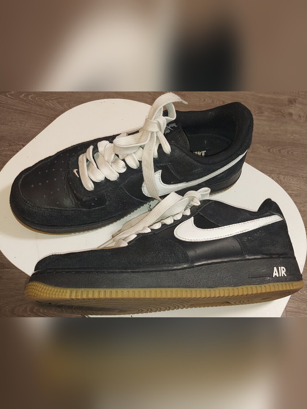 Nike Air Force 1 Men's Low Top Black Suede/Leather Sneakers Men's Size 8